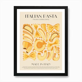 Italian Pasta Shapes Print Kitchen Art Kitchen Poster Food Art Mid Century Modern Italian Art Print