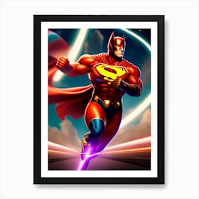 Superman In Action Art Print