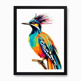 Colourful Geometric Bird Roadrunner 2 Art Print