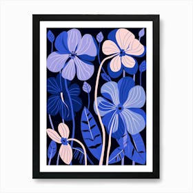 Blue Flower Illustration Lily 2 Art Print