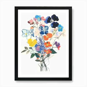 Forget Me Not 2 Collage Flower Bouquet Art Print