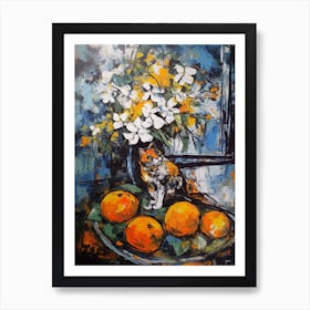 Hydrangea With A Cat 3 Abstract Expressionism  Art Print