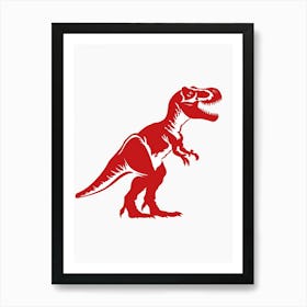 Red T Rex Silhouette 3 Art Print