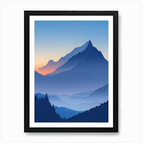 Misty Mountains Vertical Composition In Blue Tone 172 Art Print