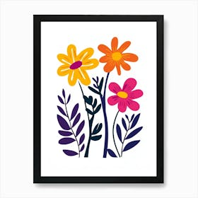 Flowers On A White Background 8 Art Print