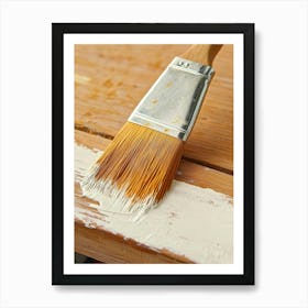 Paint Brush On Wood Poster