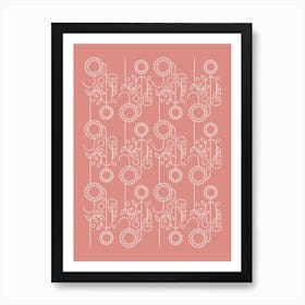 Floral Patten Terra Cotta Background Art Print