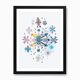 Irregular Snowflakes, Snowflakes, Minimal Line Drawing 4 Art Print