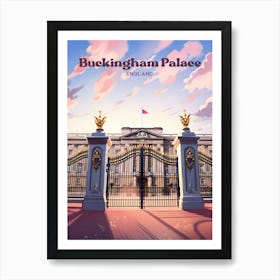 Buckingham Palace England Royalty Travel Art Illustration Art Print