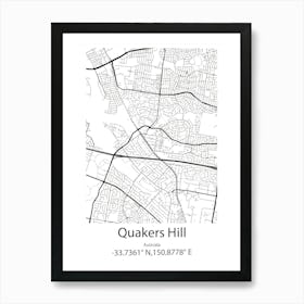 Quakers Hill,Australia Minimalist Map Art Print