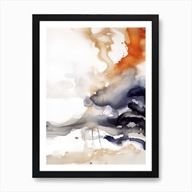 Watercolour Abstract White And Orange 1 Art Print