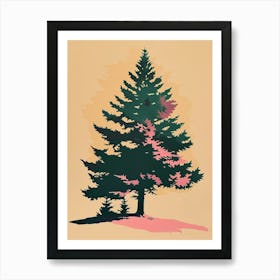 Fir Tree Colourful Illustration 3 Art Print