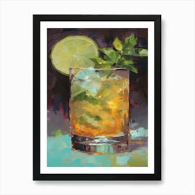 Min Julep Cocktail Oil Painting 4 Affiche