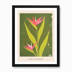 Pink & Green Bird Of Paradise 2 Flower Poster Art Print