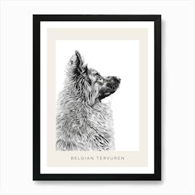 Belgian Tervuren Dog Line Sketch 1 Poster Art Print