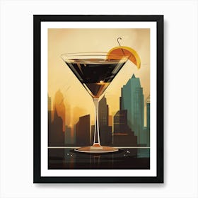 Manhattan Cocktail Mid Century Modern 3 Art Print