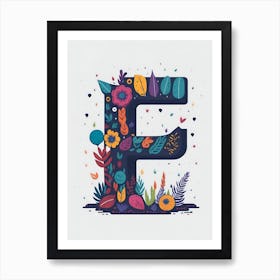 Colorful Letter F Illustration 41 Art Print