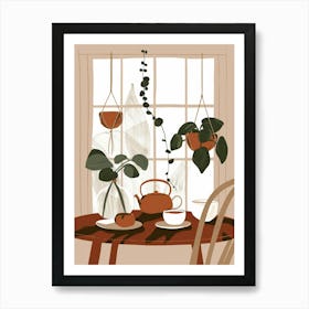 Table With Potted Plants Art Print
