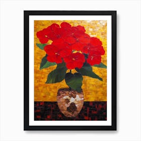 Poinsettia With A Cat 2 Art Nouveau Klimt Style Art Print