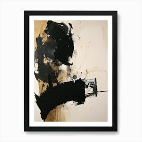 Black And Gold Chinese Oil Painting Art Print