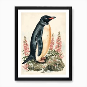 Adlie Penguin Deception Island Vintage Botanical Painting 1 Art Print