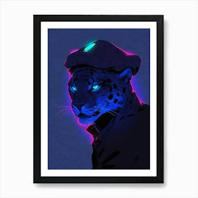 Leopard With Neon Eyes Art Print