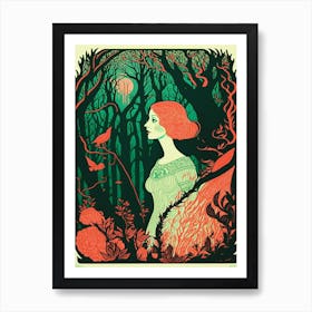 Woman In The Forest Art Print