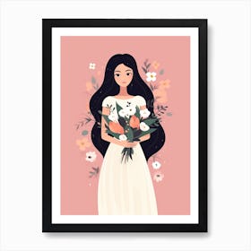 Bloom Body Art Bride With Flowers Art Print