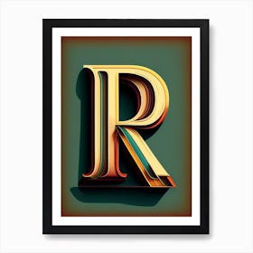 R, Letter, Alphabet Retro Drawing 2 Art Print