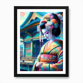 Japan Traditional Geisha Illustration By Ad 137 Art Print