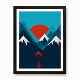 Schladming, Austria Modern Illustration Skiing Poster Art Print