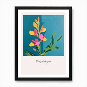 Snapdragon 3 Square Flower Illustration Poster Art Print