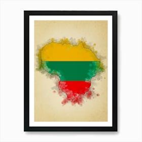 Lithuania Flag Vintage Art Print