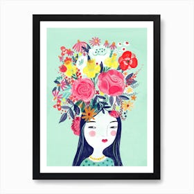 Fille aux Fleurs Affiche pour Salon