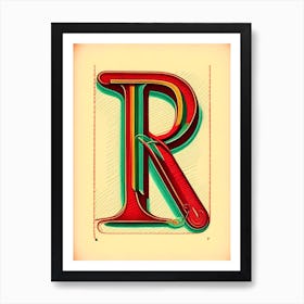 R, Letter, Alphabet Vintage Sketch 3 Art Print