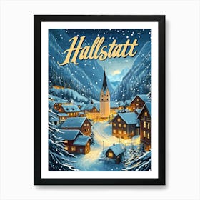 Aihrgdesign A Mid Century Modern Travel Poster For Hallstatt Art Print