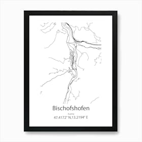 Bischofshofen,Austria Minimalist Map Art Print