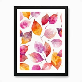 Watercolor Autumn Leaves Seamless Pattern 1 Art Print