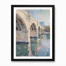 Congress Avenue Bridge Austin Texas Oil Painting 3 Art Print