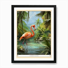 Greater Flamingo Caribbean Islands Tropical Illustration 7 Poster Art Print