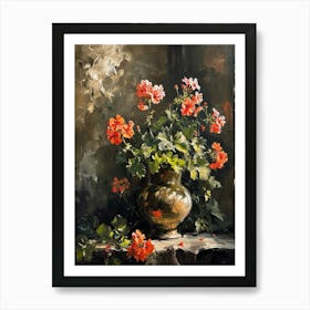 Baroque Floral Still Life Geranium 2 Art Print