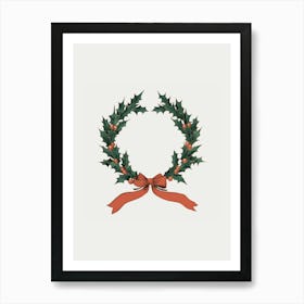 Vintage Christmas Wreath Art Print