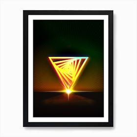 Neon Geometric Glyph in Watermelon Green and Red on Black n.0176 Art Print