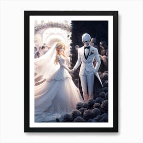 Beauty and the Skeleton Wedding Art Print #2 Art Print