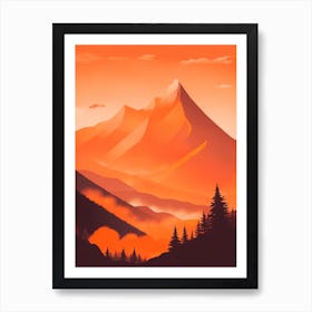 Misty Mountains Vertical Composition In Orange Tone 334 Art Print