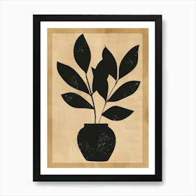 Black And White Leaves In A Vase Art Print