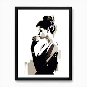 Woman Drinking Coffee Art Print