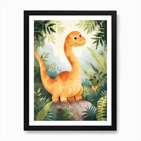 Cute Cartoon Corythosaurus Dinosaur Art Print