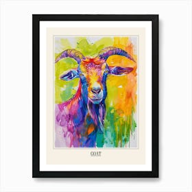 Goat Colourful Watercolour 1 Poster Art Print