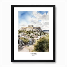 Athens Watercolour Travel Poster 4 Art Print